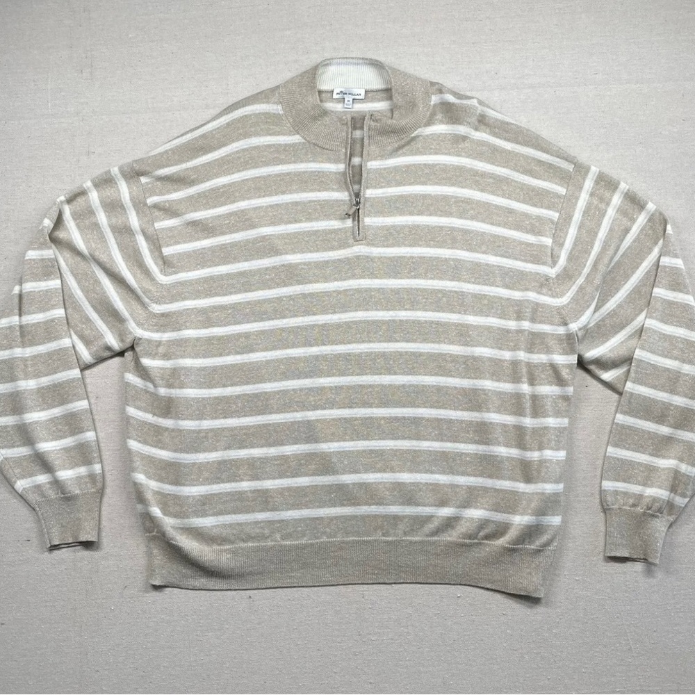 Peter Millar Mens Sweater 3XL Merino Wool Linen Blend Quarter Zip